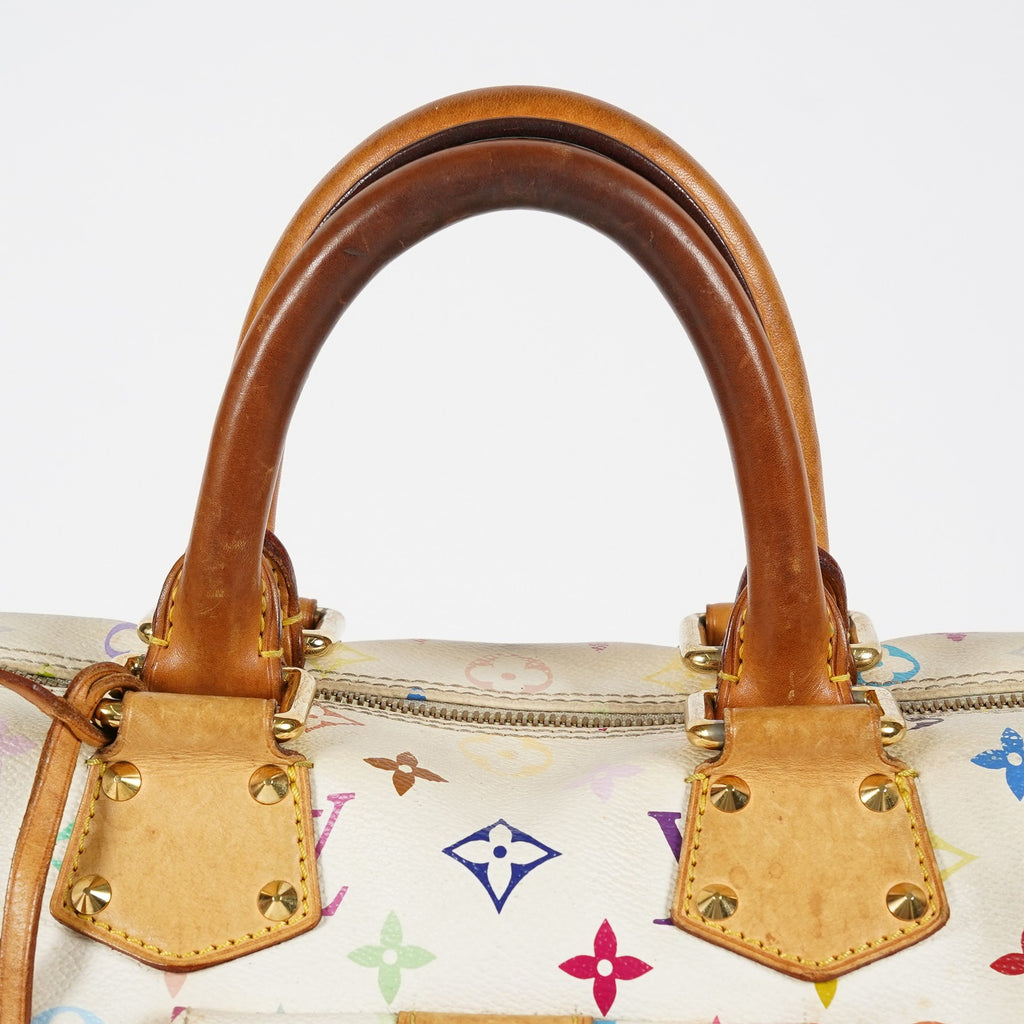 Louis Vuitton Speedy 30 M92642 Monogram Multicolore White Bag Used 08E107150008