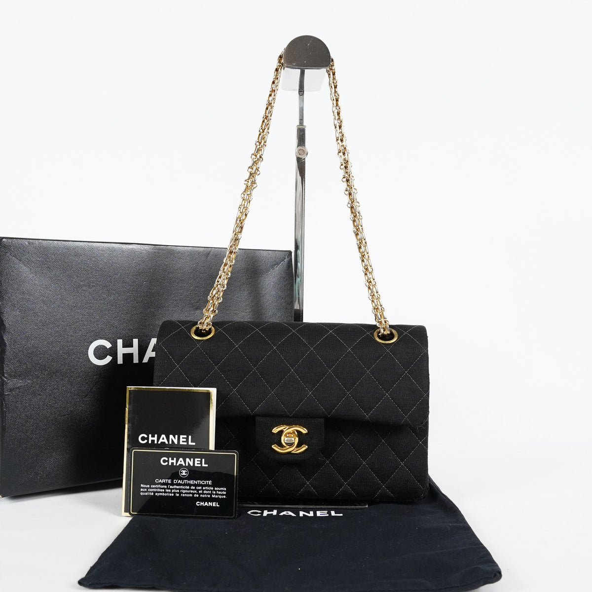 CHANEL Matelasse Classic Flap 25 Chain Shoulder Bag Black Used 08E0118920030