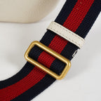Gucci Print Belt Bag White Leather Waist Bag Web Strap Used 530412 07E013850017