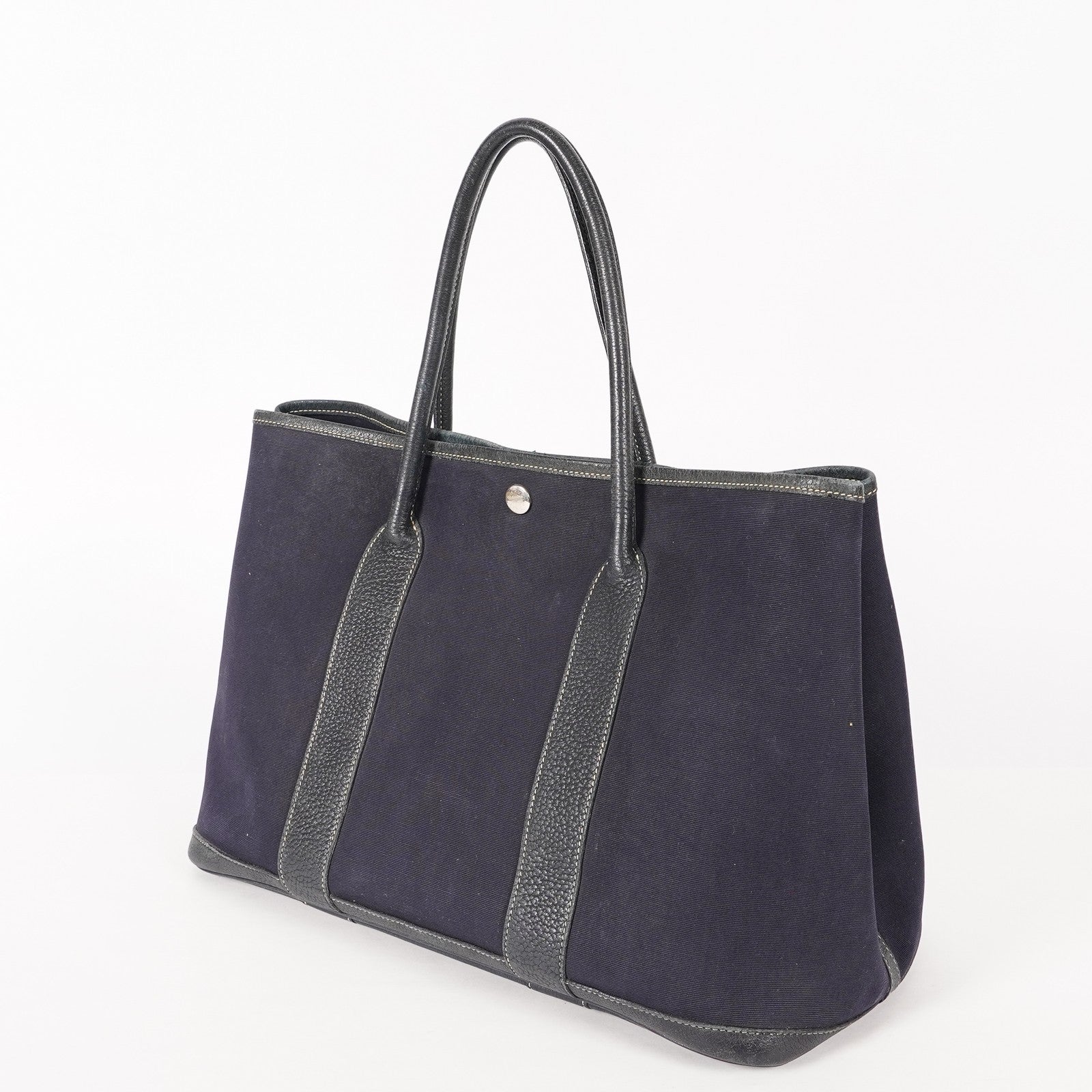 Authentic Hermes Garden Party MM Canvas Leather Tote Bag  02E056820003