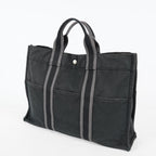 Hermes Fourre-Tout MM Black Canvas Used Tote Shoulder Bag 09M42736508