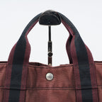HERMÈS Paris Fourre Tout MM Black Red Cotton Canvas Tote Hand Bag 04A05825007