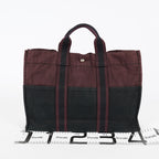 Hermes Fourre-Tout GM Bordeaux Black Canvas Tote Bag Handbag Used 08E06825008