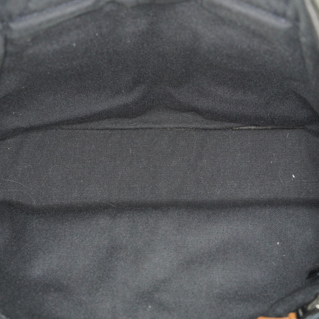 Hermes Fourre-Tout PM Tote Bag Gray Canvas Black Stripe Used Vintage 06E01825030