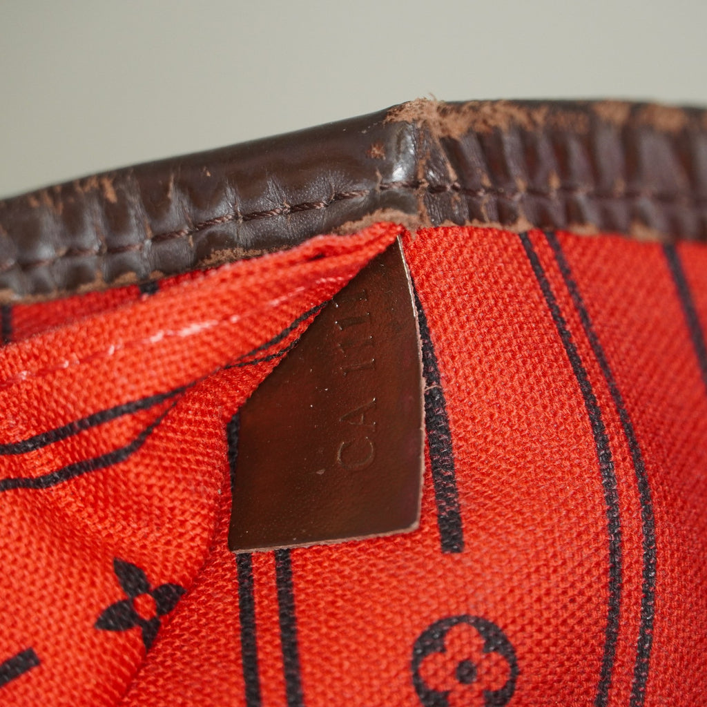 Louis Vuitton N51105 Damier Ebene Neverfull MM Tote Bag Brown Used 07E064730027