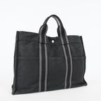 Hermes Fourre-Tout MM Black Canvas Used Tote Shoulder Bag 09M42736508