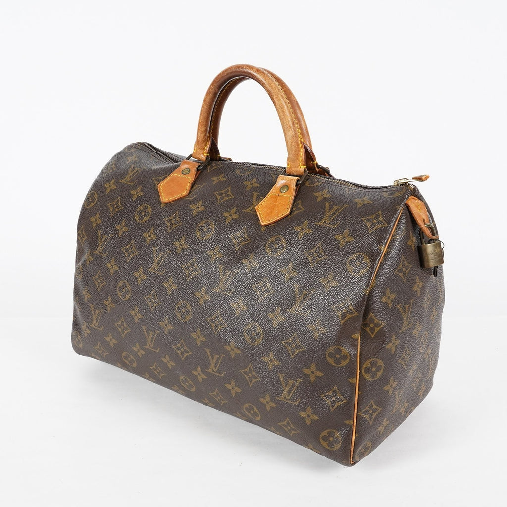 Louis Vuitton Speedy 35 Monogram Brown Boston Hand Bag M41524 Used 08E104070012