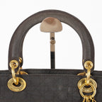 Dior Lady Dior Cannage Nylon Gold Hardware Charm Handbag Black 12E323410027