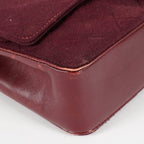 CHANEL Matelasse Double Flap 25 Shoulder Bag Suede Burgundy Used 07E1519360027