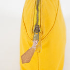 Hermes Bolide Pouch 23 Yellow Canvas Leather Trim Zip Pouch Bag Used 08E33825007
