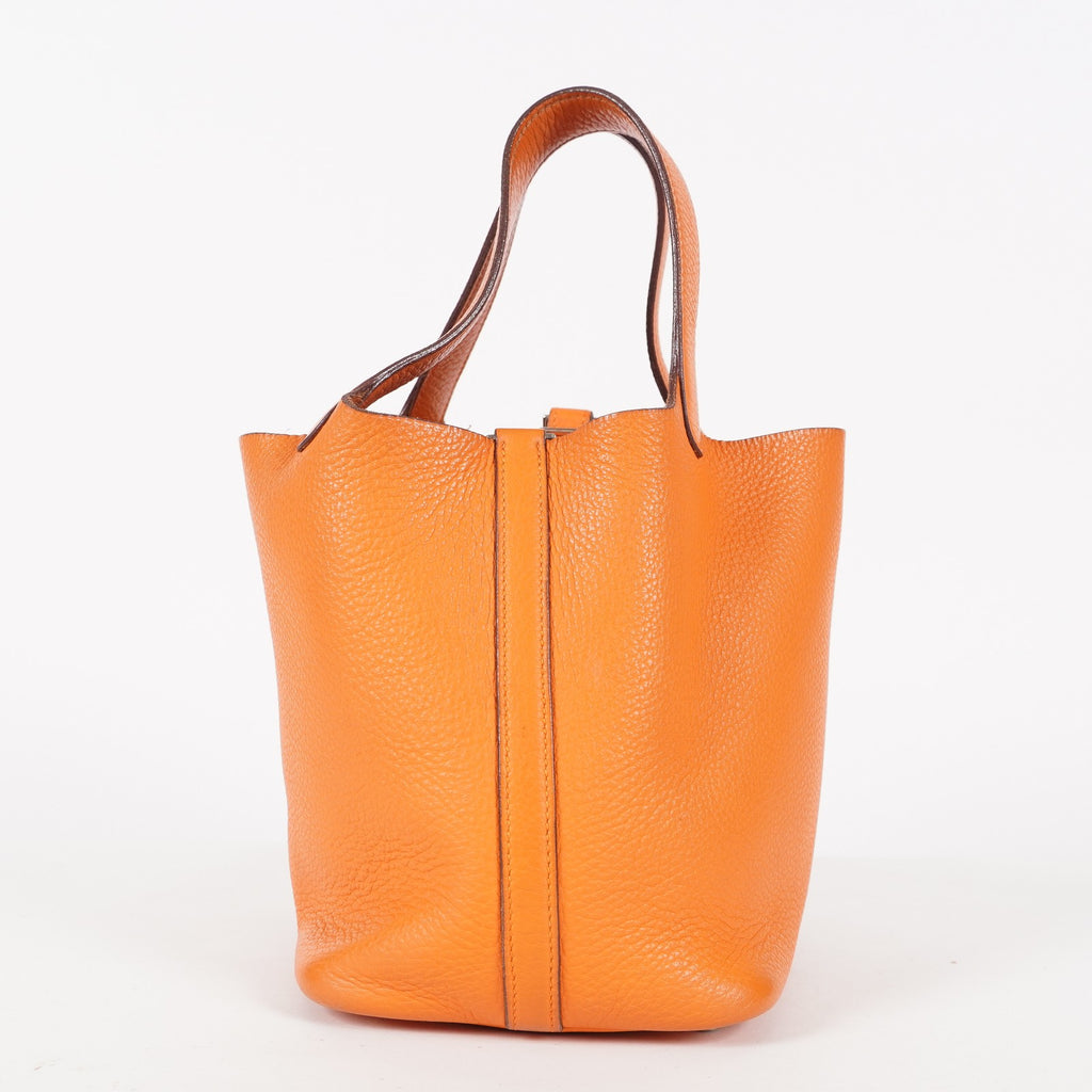 HERMES Picotin PM 18 Taurillon Clemence Orange Handbag Bag 05E0119250016