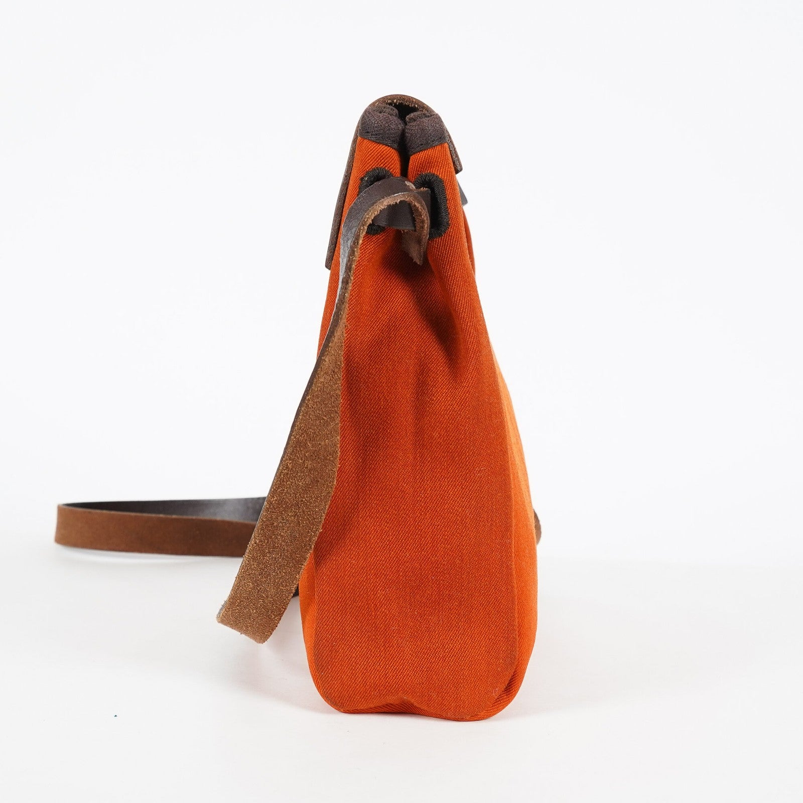 Hermes Herbag TPM Toile Canvas Leather Orange 2way Handbag Bag 07E275500012
