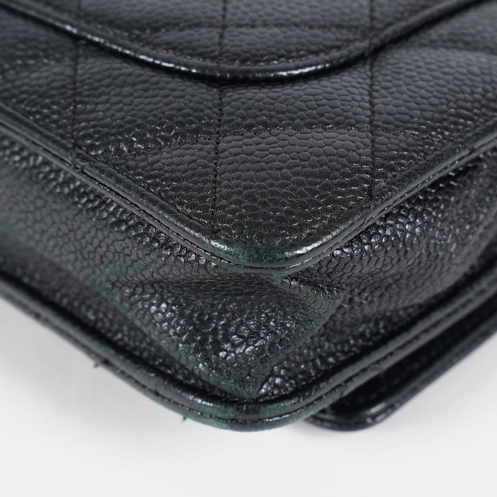 Chanel Caviar Quilted Wallet On Chain WOC Black Crossbody Bag Gold 07E2620790012