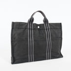 Hermes Fourre-Tout MM Black Canvas Used Tote Shoulder Bag 09M37793108
