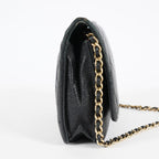Chanel Caviar Quilted Wallet On Chain WOC Black Crossbody Bag Gold 07E2620790012