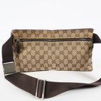 GUCCI GG Canvas Waist Belt Body Bag Beige Brown Vintage Used Womens 08E141870008
