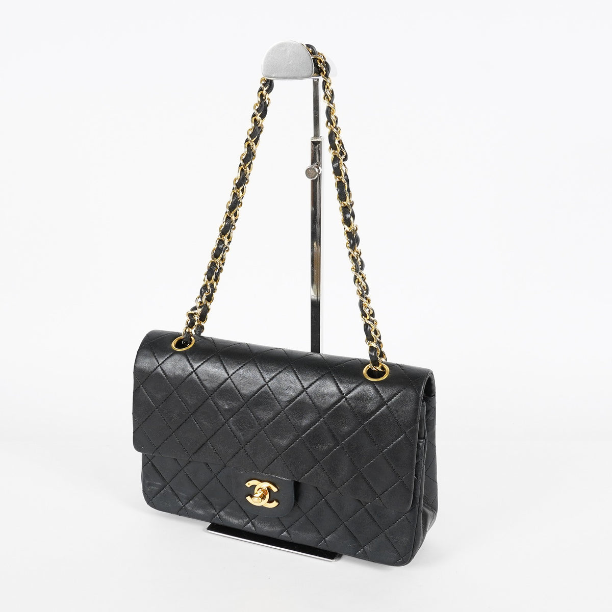 Chanel Matelasse Lambskin Double Flap 25 Black Chain Shoulder Bag 08A2456056023