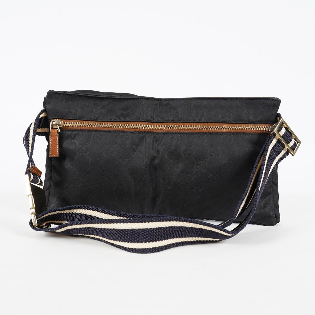 Gucci GG Canvas Sherry Line Belt Bag Waist Pouch 28cm Black Used 08E252200007