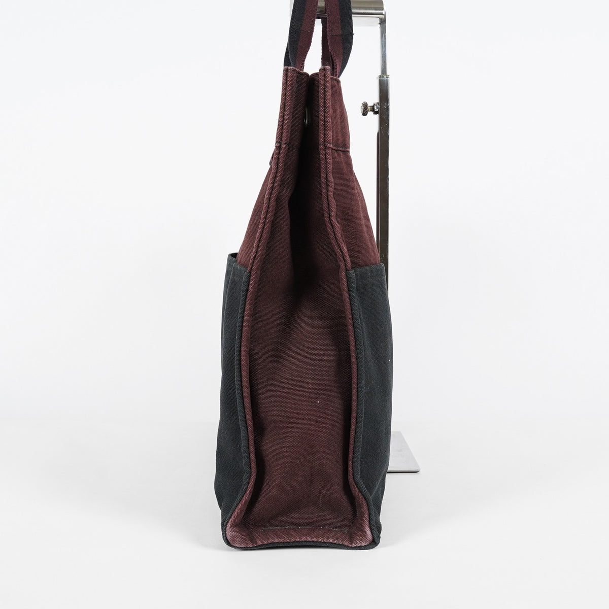 HERMES Fourre-Tout MM Bordeaux Navy Canvas Tote Hand Bag Silver HW 08E13825020