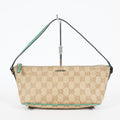 Gucci GG Canvas Boat Pochette Shoulder Bag Beige Green Used Vintage 08E012310002