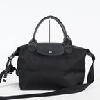 Longchamp Le Pliage 2Way Top Handle Bag 28cm Black Nylon Used 08E141320007