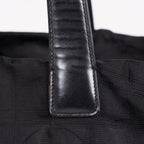 Chanel Old Travel Line Tote MM Black Nylon Shoulder Bag CC Used 06E111155030