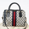 GUCCI Vintage Sherry Line GG Canvas Mini Boston Bag Navy Web 08E393190010
