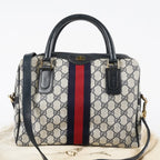 GUCCI Vintage Sherry Line GG Canvas Mini Boston Bag Navy Web 08E393190010