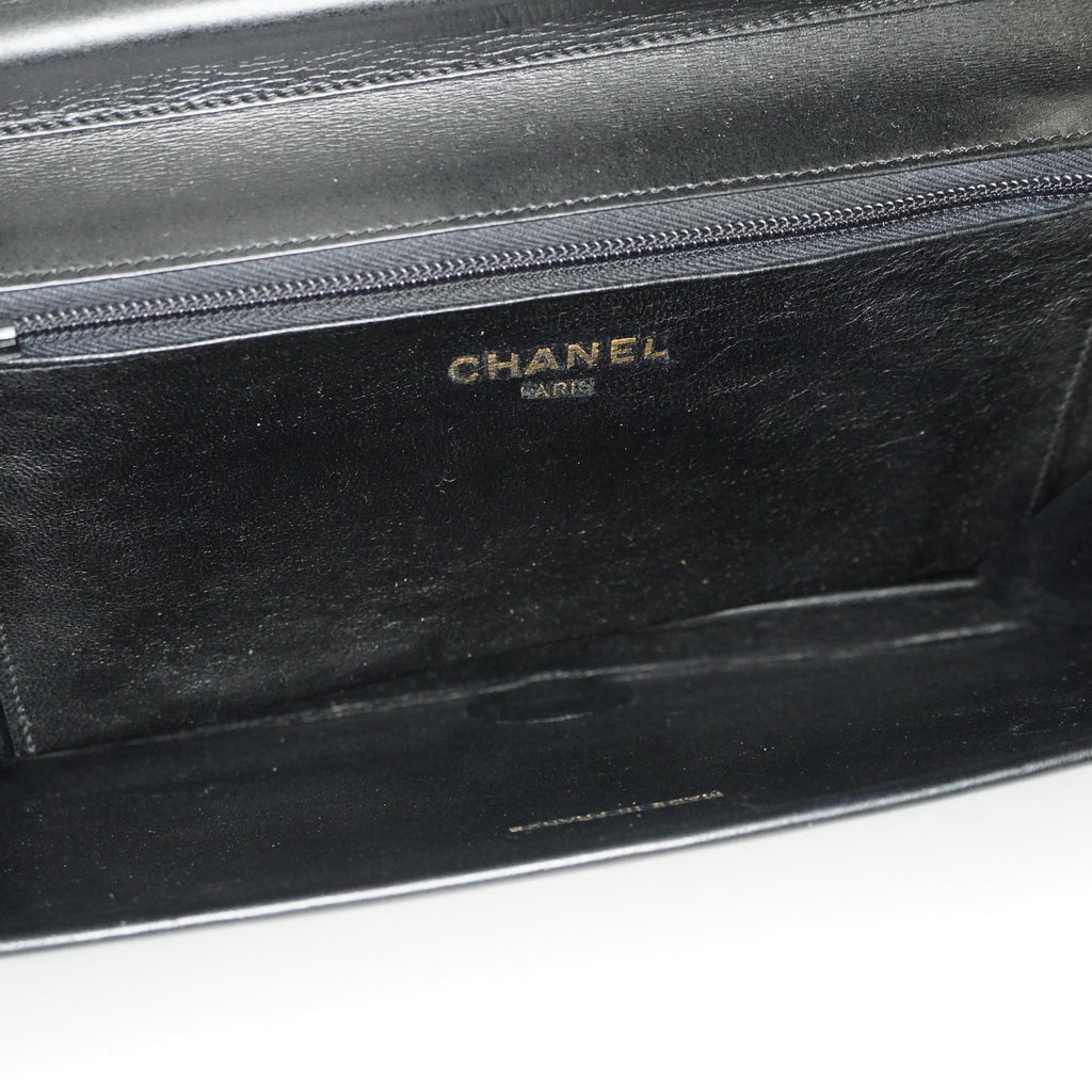 Chanel Calfskin Flap Chain Shoulder Bag 25cm Black Used Vintage CC 08E1011440006