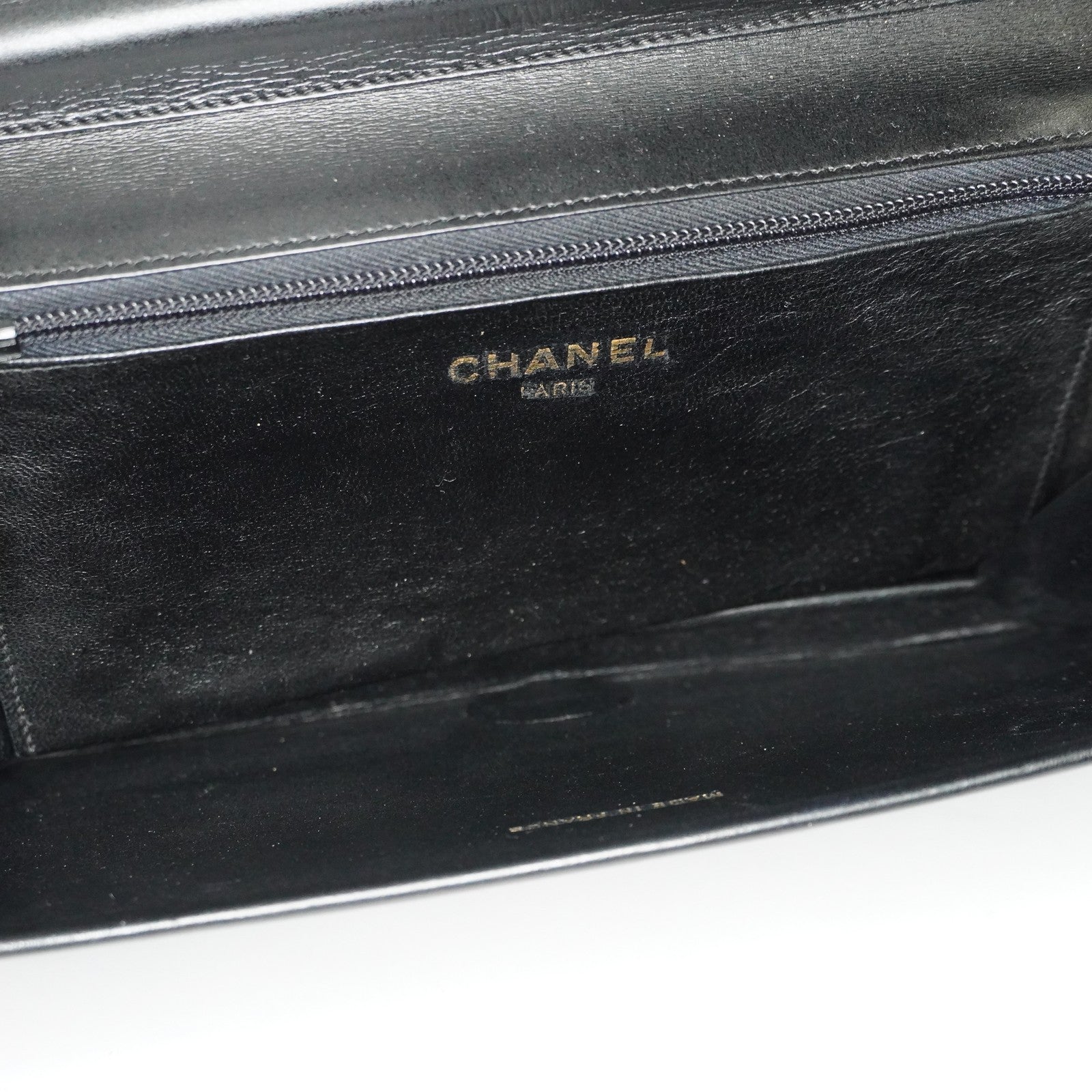 Chanel Calfskin Flap Chain Shoulder Bag 25cm Black Used Vintage CC 08E1011440006