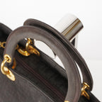 Dior Lady Dior Cannage Nylon Gold Hardware Charm Handbag Black 12E323410027