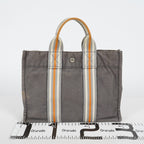 Hermes Fourre-Tout PM Tote Bag Canvas Gray Used Vintage Handbag 07E13825007