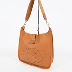 Hermes Evelyne PM Shoulder Crossbody Bag Gold Tan Clemence Leather 07E1311440010