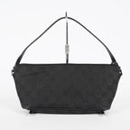 Gucci GG Canvas Boat Pochette 22cm Black Leather Trim Vintage Used 07E022310029
