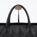 CHANEL CC Logo Tote Bag 40cm Black Leather Silver Hardware Used 07E1711440027