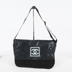 Chanel Sports Line CC Messenger Shoulder Bag Black Canvas Used 07E022640017