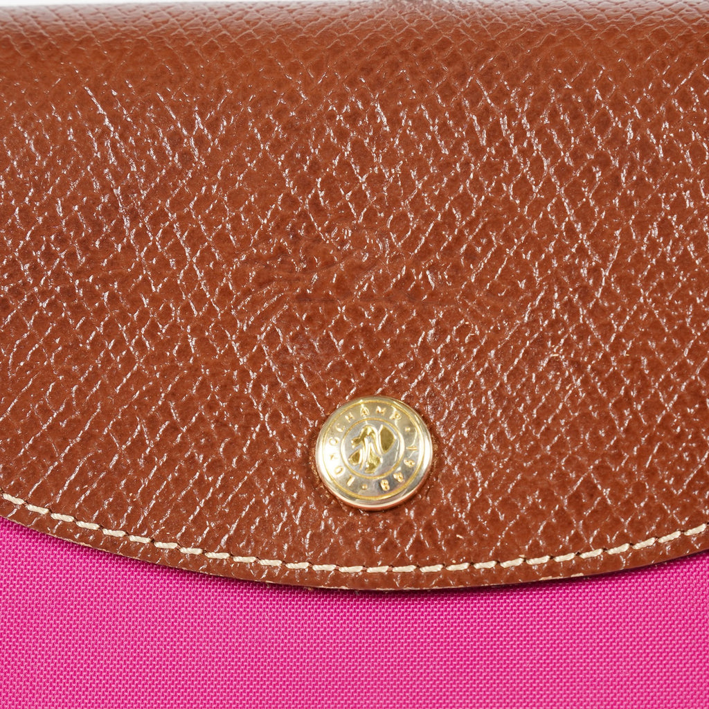 Longchamp Le Pliage Top Handle Tote 30cm Pink Nylon Used Handbag 08E17495007