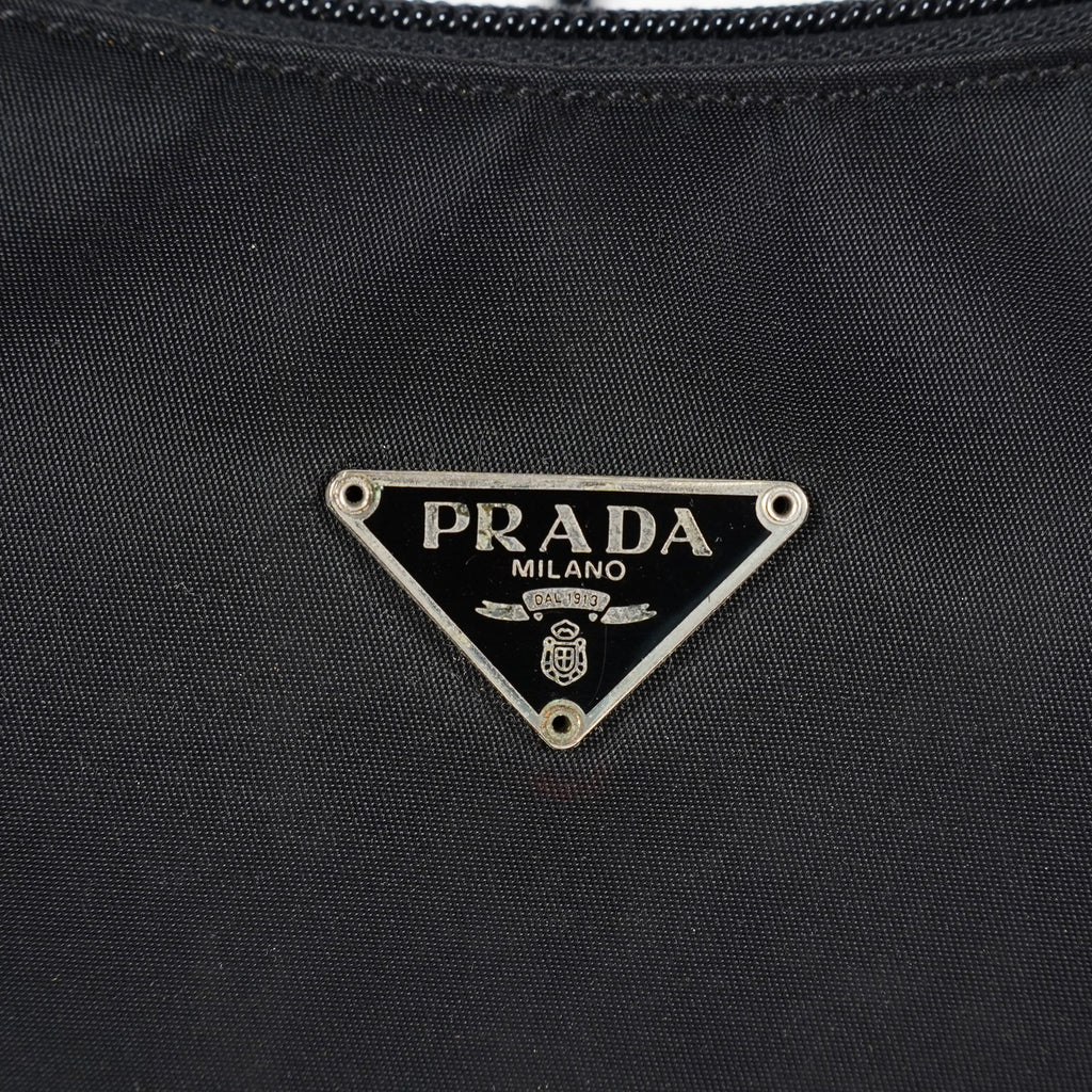Prada Nylon Pouch 25cm Black Tessuto Clutch Accessory Bag Used 08E132310024
