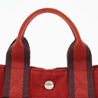 Hermes Fourre-Tout PM Red Canvas Leather Tote Bag Used Vintage 09E05825011