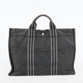 Hermes Fourre-Tout MM Black Canvas Used Tote Shoulder Bag 09M37793108