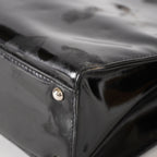 CHANEL CC Logo Chain Shoulder Tote Bag Patent Leather Vintage Black 03E255170011