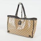 Gucci Abbey Tote Bag Beige GG Canvas Leather Shoulder Bag Vintage 09M032266016