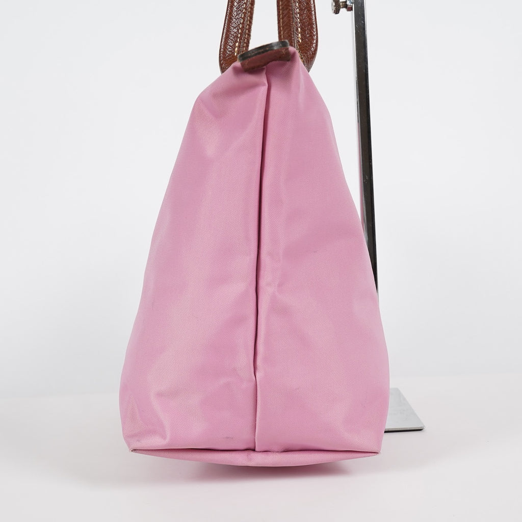 LONGCHAMP Le Pliage Nylon Leather Tote Shoulder Hand Bag Pink Used 08M18396617