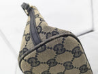 GUCCI GG Canvas Accessory Pouch Beige Black Leather Vintage Handbag 08O102330024