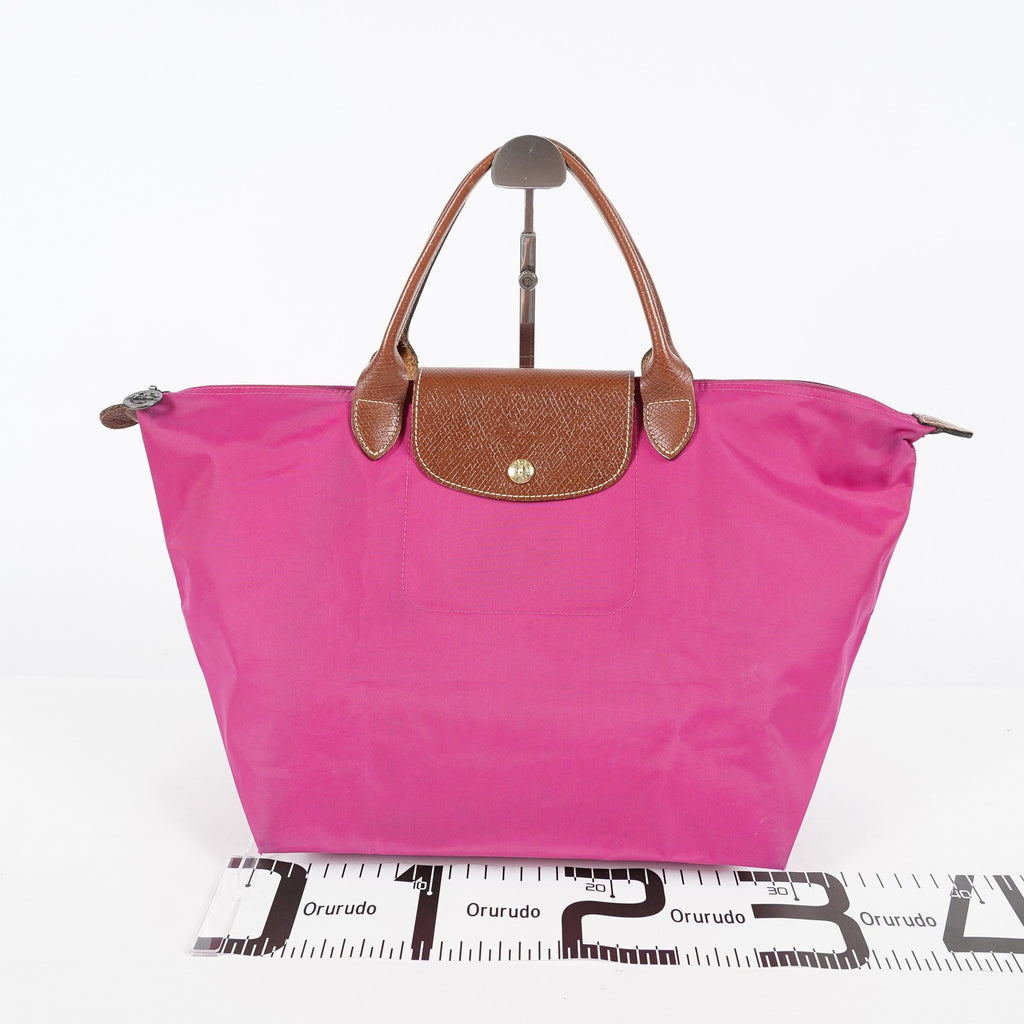 Longchamp Le Pliage Top Handle Tote 30cm Pink Nylon Used Handbag 08E17495007