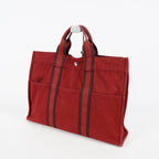 Hermes Fourre Tout GM Tote Bag Brick Red Canvas Used Vintage Women 07E16715009