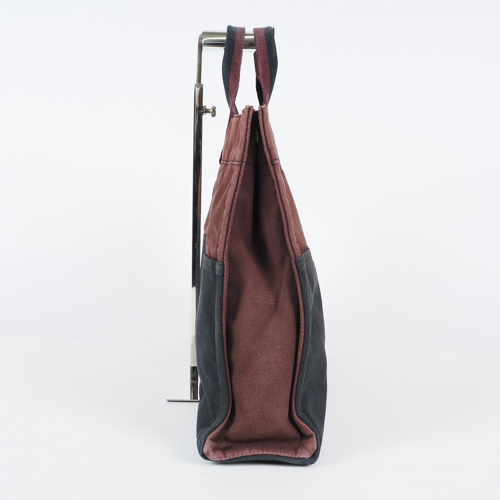HERMÈS Paris Fourre Tout MM Black Red Cotton Canvas Tote Hand Bag 04A05825007