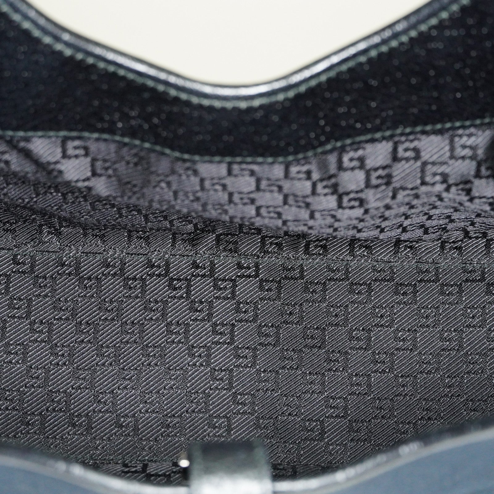 Gucci Jackie Vintage Handbag Shoulder Bag 30cm Black Canvas Leather 07E153190009