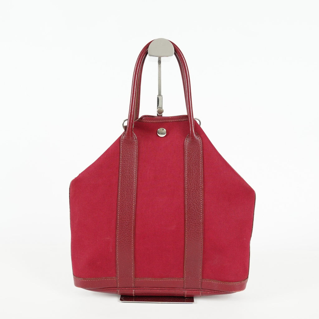 Hermes Garden File PM Red Leather Tote Shoulder Bag Used Auth 09E043410011