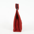 Hermes Fourre-Tout PM Red Canvas Leather Tote Bag Used Vintage 09E05825011